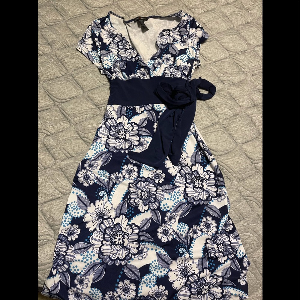 EUC Floral Knee Length Dress with Tie Waist